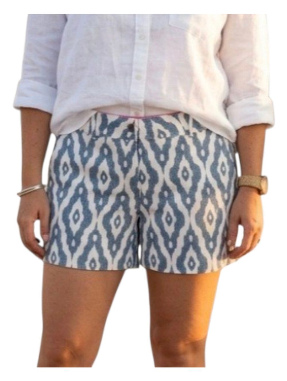 Isaac Mizrahi Tailored Short in Blue Ikat Print Women's size 14